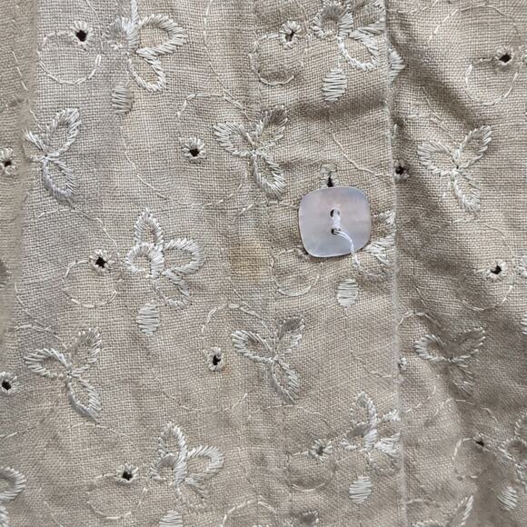 Vintage Relle linen embroidered button down maxi dress size Large - Picture 3 of 6